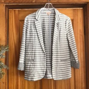 Grey and white striped blazer